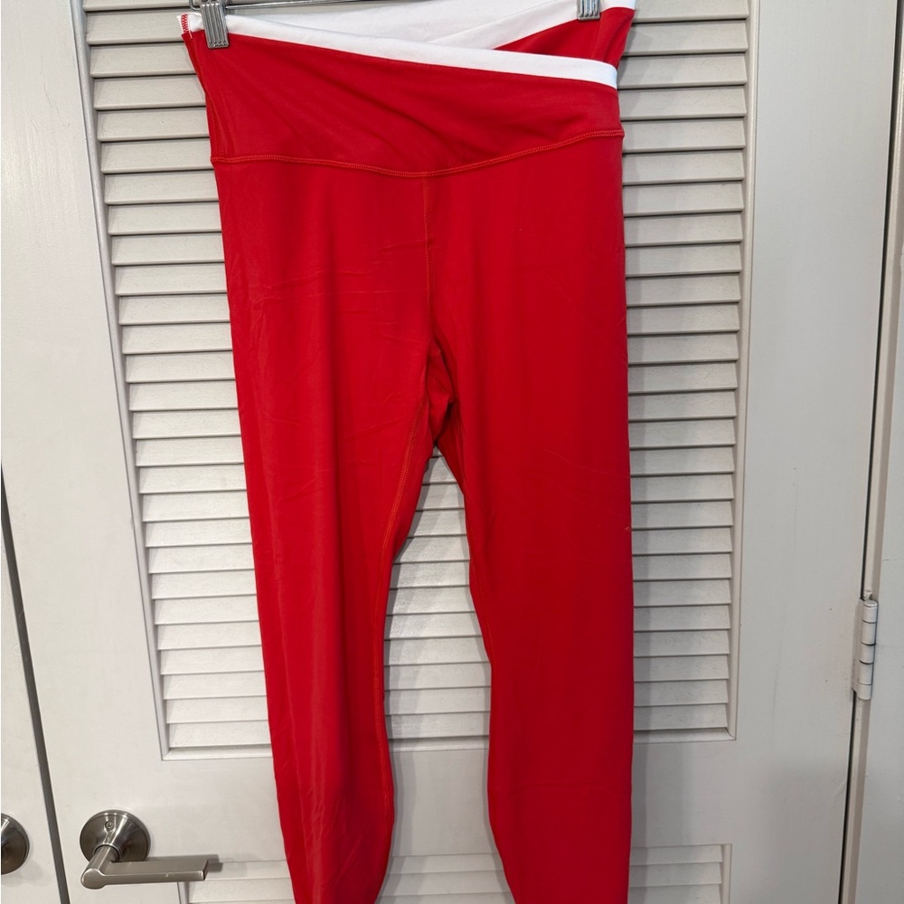 All in Motion Red and White Ultra High Rise Leggings
